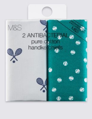2 Pack Pure Cotton Tennis Print Handkerchiefs